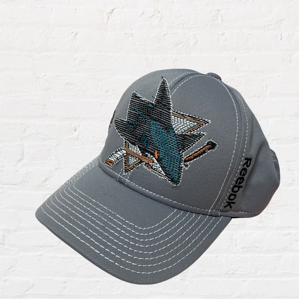 Reebok NHL San Jose sharks gray embroidered logo baseball hat size S/M
